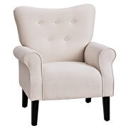 Cream linen modern wing back accent chair by La Spezia additional picture 6