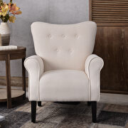 Cream linen modern wing back accent chair by La Spezia additional picture 10
