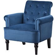 Navy blue velvet elegant button tufted club chair accent armchairs roll arm by La Spezia additional picture 3