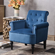 Navy blue velvet elegant button tufted club chair accent armchairs roll arm by La Spezia additional picture 6