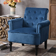 Navy blue velvet elegant button tufted club chair accent armchairs roll arm by La Spezia additional picture 7