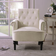 Off white velvet elegant button tufted club chair accent armchairs roll arm by La Spezia additional picture 11