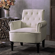 Off white velvet elegant button tufted club chair accent armchairs roll arm by La Spezia additional picture 6