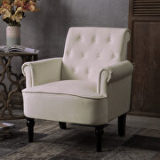 Off white velvet elegant button tufted club chair accent armchairs roll arm by La Spezia additional picture 9