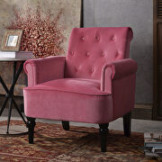 Rosewood velvet elegant button tufted club chair accent armchairs roll arm additional photo 5 of 10