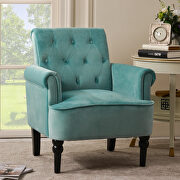 Teal velvet elegant button tufted club chair accent armchairs roll arm by La Spezia additional picture 2