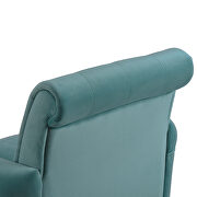 Teal velvet elegant button tufted club chair accent armchairs roll arm additional photo 4 of 9