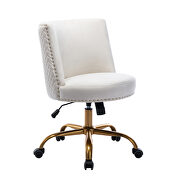 Ivory velvet home office swivel desk chair by La Spezia additional picture 12