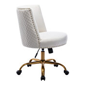 Ivory velvet home office swivel desk chair by La Spezia additional picture 6