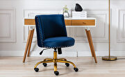 Navy velvet home office swivel desk chair by La Spezia additional picture 3