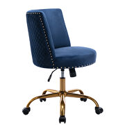 Navy velvet home office swivel desk chair by La Spezia additional picture 4