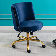 Navy velvet home office swivel desk chair by La Spezia additional picture 6