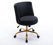 Black velvet home office swivel desk chair by La Spezia additional picture 14