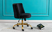 Black velvet home office swivel desk chair additional photo 3 of 20