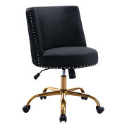 Black velvet home office swivel desk chair by La Spezia additional picture 10