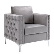 Modern button tufted gray velvet accent armchair by La Spezia additional picture 11