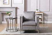 Modern button tufted gray velvet accent armchair by La Spezia additional picture 14