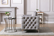 Modern button tufted gray velvet accent armchair by La Spezia additional picture 15