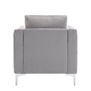 Modern button tufted gray velvet accent armchair additional photo 4 of 18