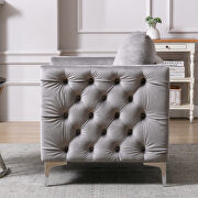 Modern button tufted gray velvet accent armchair by La Spezia additional picture 8