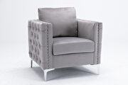 Modern button tufted gray velvet accent armchair by La Spezia additional picture 10