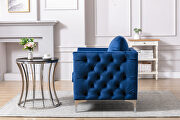 Modern button tufted navy velvet accent armchair by La Spezia additional picture 17
