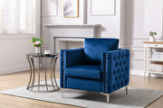 Modern button tufted navy velvet accent armchair by La Spezia additional picture 18