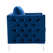 Modern button tufted navy velvet accent armchair by La Spezia additional picture 3