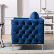 Modern button tufted navy velvet accent armchair additional photo 5 of 19