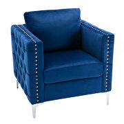 Modern button tufted navy velvet accent armchair by La Spezia additional picture 6