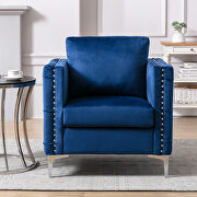 Modern button tufted navy velvet accent armchair by La Spezia additional picture 8