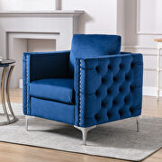 Modern button tufted navy velvet accent armchair by La Spezia additional picture 10