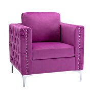 Modern button tufted purple velvet accent armchair additional photo 3 of 20