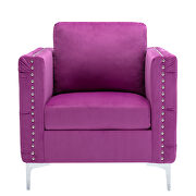 Modern button tufted purple velvet accent armchair additional photo 5 of 20