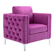 Modern button tufted purple velvet accent armchair by La Spezia additional picture 9