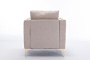 Modern button tufted tan linen accent armchair additional photo 2 of 17