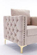 Modern button tufted tan linen accent armchair by La Spezia additional picture 12