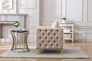Modern button tufted tan linen accent armchair by La Spezia additional picture 16