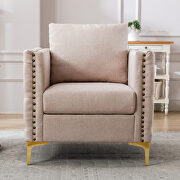 Modern button tufted tan linen accent armchair by La Spezia additional picture 7