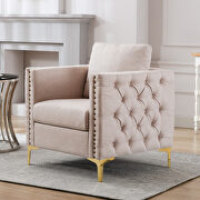 Modern button tufted tan linen accent armchair by La Spezia additional picture 9