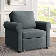Deep blue linen 3-in-1 sofa bed chair, convertible sleeper chair bed additional photo 3 of 14