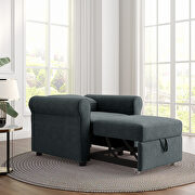 Deep blue linen 3-in-1 sofa bed chair, convertible sleeper chair bed additional photo 5 of 14