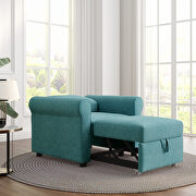 Teal linen 3-in-1 sofa bed chair, convertible sleeper chair bed additional photo 3 of 13