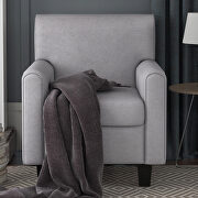 Ustyle gray linen upholstery accent armchair additional photo 4 of 7