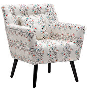 Beige/ blue flower upholstery accenting chair with pillow additional photo 2 of 11