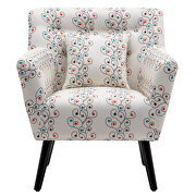 Beige/ blue flower upholstery accenting chair with pillow additional photo 4 of 11