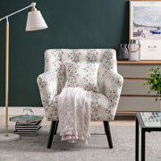 Beige/ blue flower upholstery accenting chair with pillow by La Spezia additional picture 6