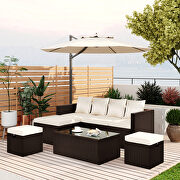 5-piece patio furniture pe rattan wicker sectional lounger sofa set with glass table and adjustable chair by La Spezia additional picture 2