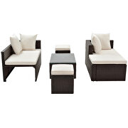 5-piece patio furniture pe rattan wicker sectional lounger sofa set with glass table and adjustable chair by La Spezia additional picture 14