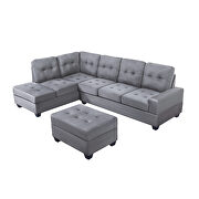Antique gray suede sectional sofa with reversible chaise lounge additional photo 5 of 14